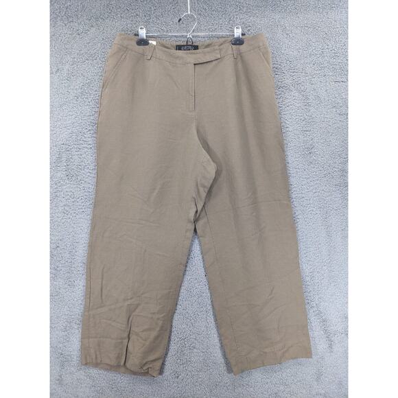 KASPER Ankle Pants‎ Women 16W Brown Linen Rayon Blend Pockets Relaxed Fit R50 - Picture 1 of 11